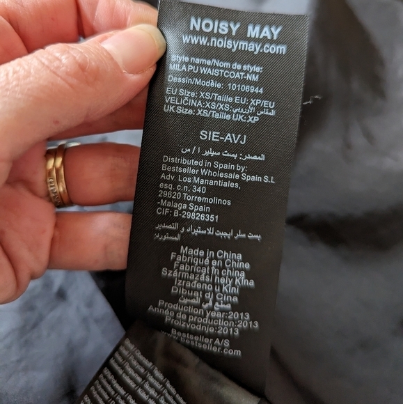 Noisy MAY faux leather moto biker jacket vest black women's xs - Picture 9 of 16